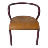 Vintage industrial design children's chair, tubular metal, curved wood