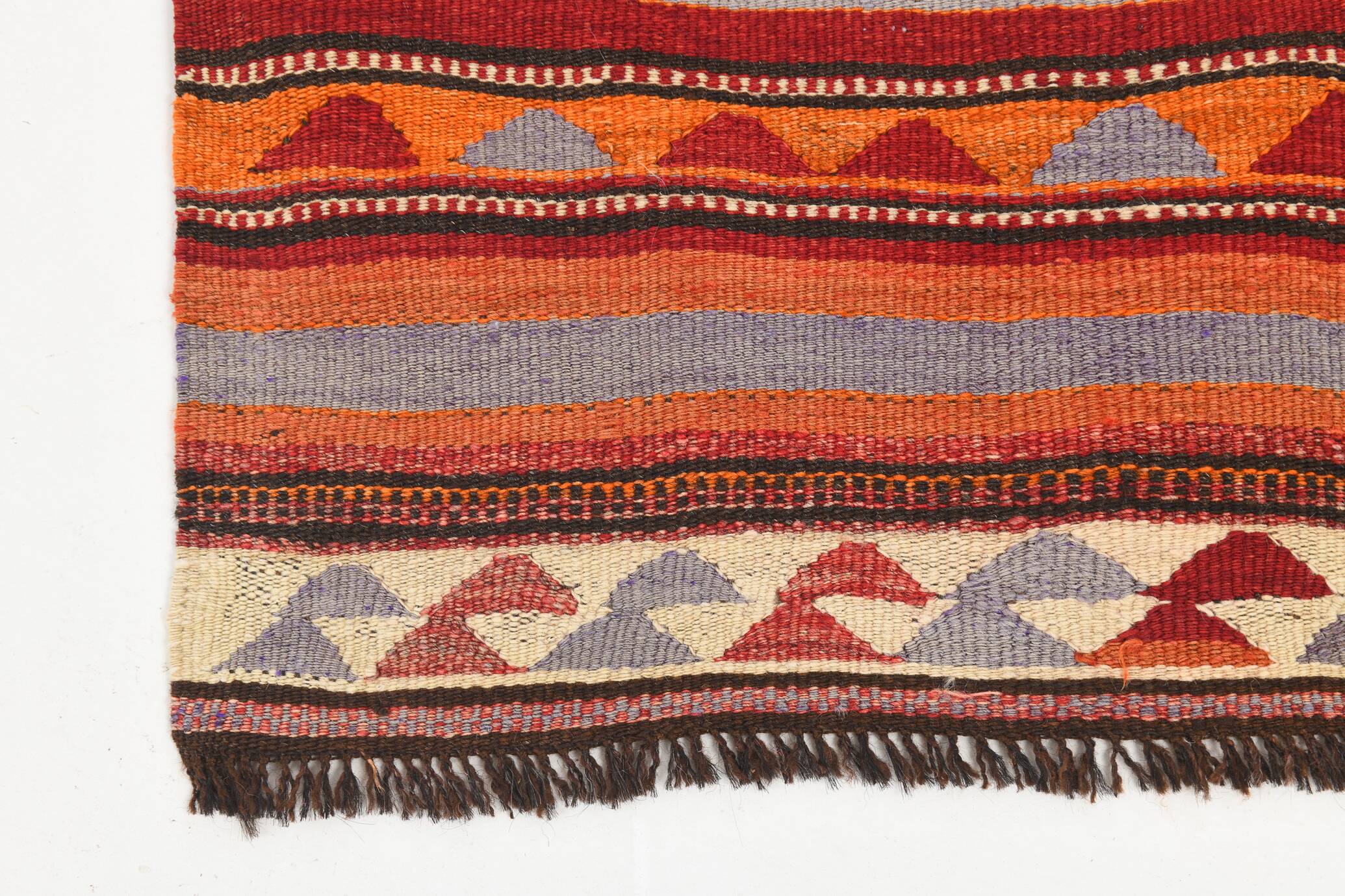 4x9 Red & Blue Turkish Kilim Rug, Living Room Rug, 133x272Cm Vintage Kilim