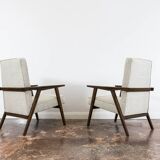 Paire de fauteuils beiges vintage 1960