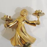 Set of 6 vintage 1970s brass figurine candle holders – Golden cherubs
