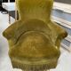 Khaki green velvet toad armchair