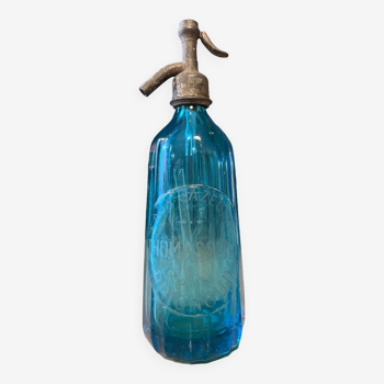 Brignoud blue glass siphon bottle