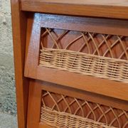 Wooden and rattan chest of drawers from the 50s/60s