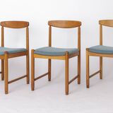 Set of 5 Vintage Oak Dining Chairs Germany 1960s Mid Century Modern