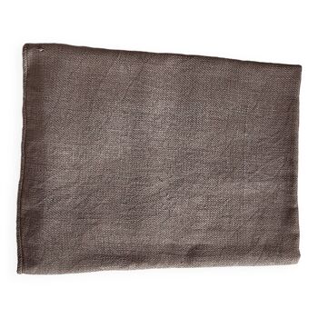 Rustic brown hemp tablecloth washed dyed 1m x 1m80