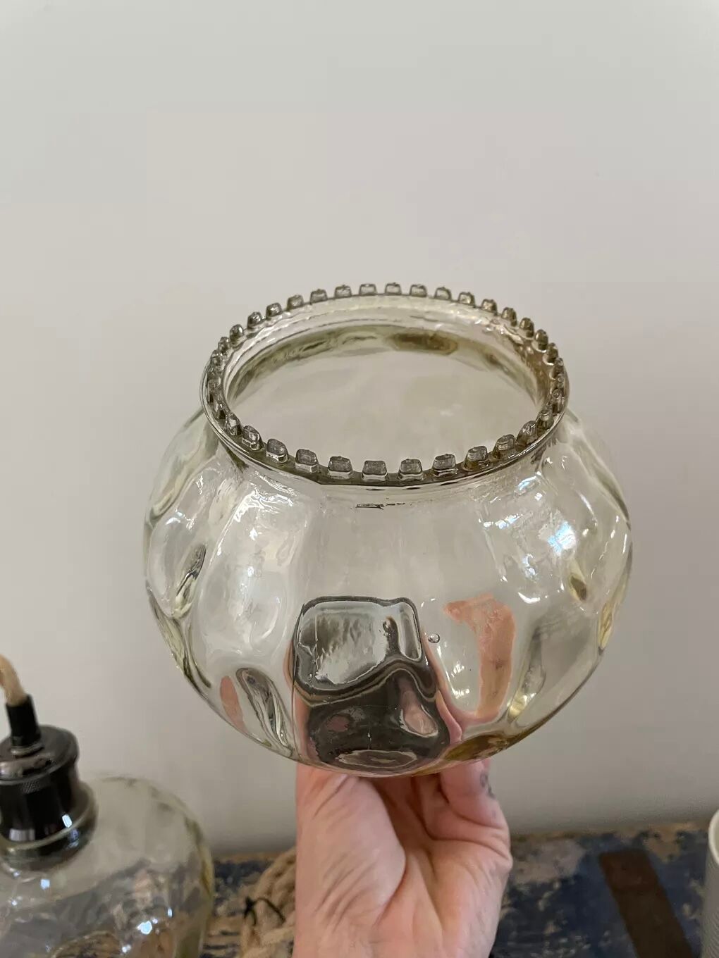 Set of two vintage electric chiseled glass handhelds