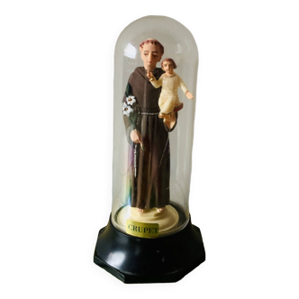 Saint Anthony and the Child Jesus under plastic bell - Made in Italy - 1960.