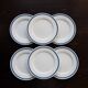 6 assiettes Lustucru vintage en porcelaine motif damier bleu