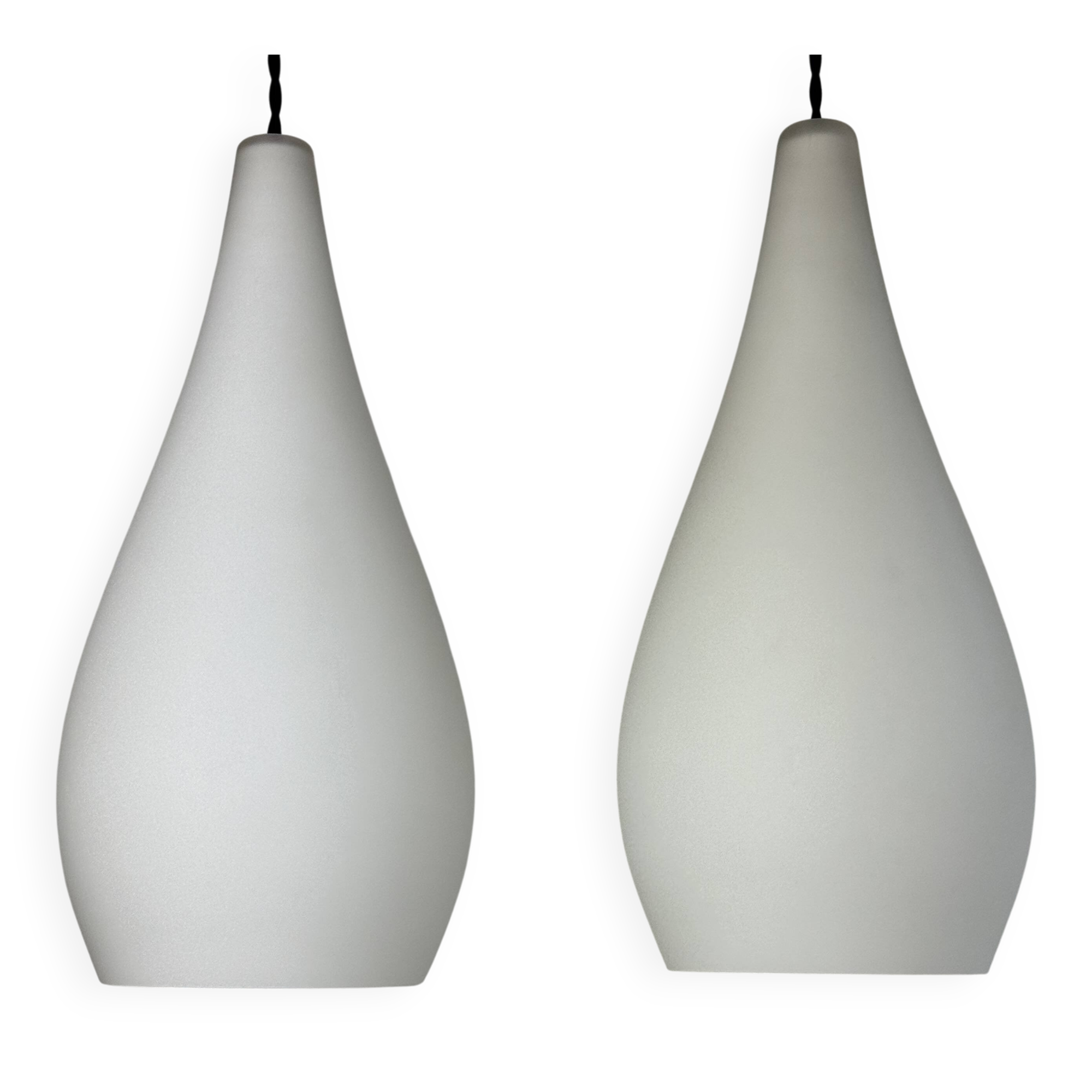 Pair of vintage opaline pendant lights