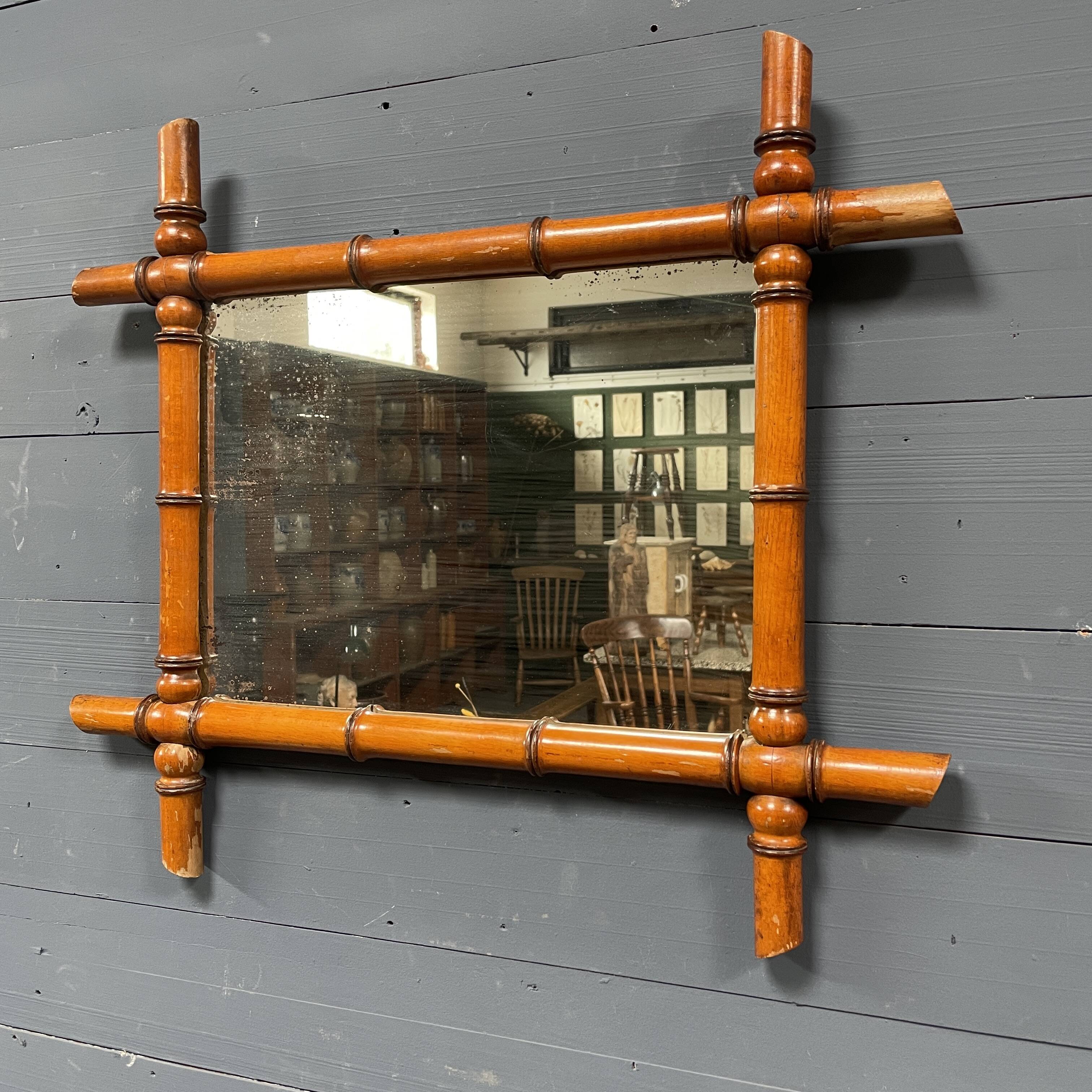 Antique faux bamboo mirror from France