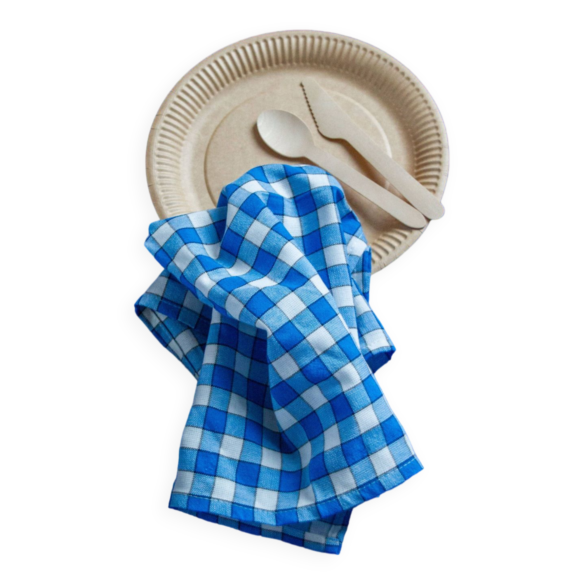 Serviette de table bistrot, carreaux bleus