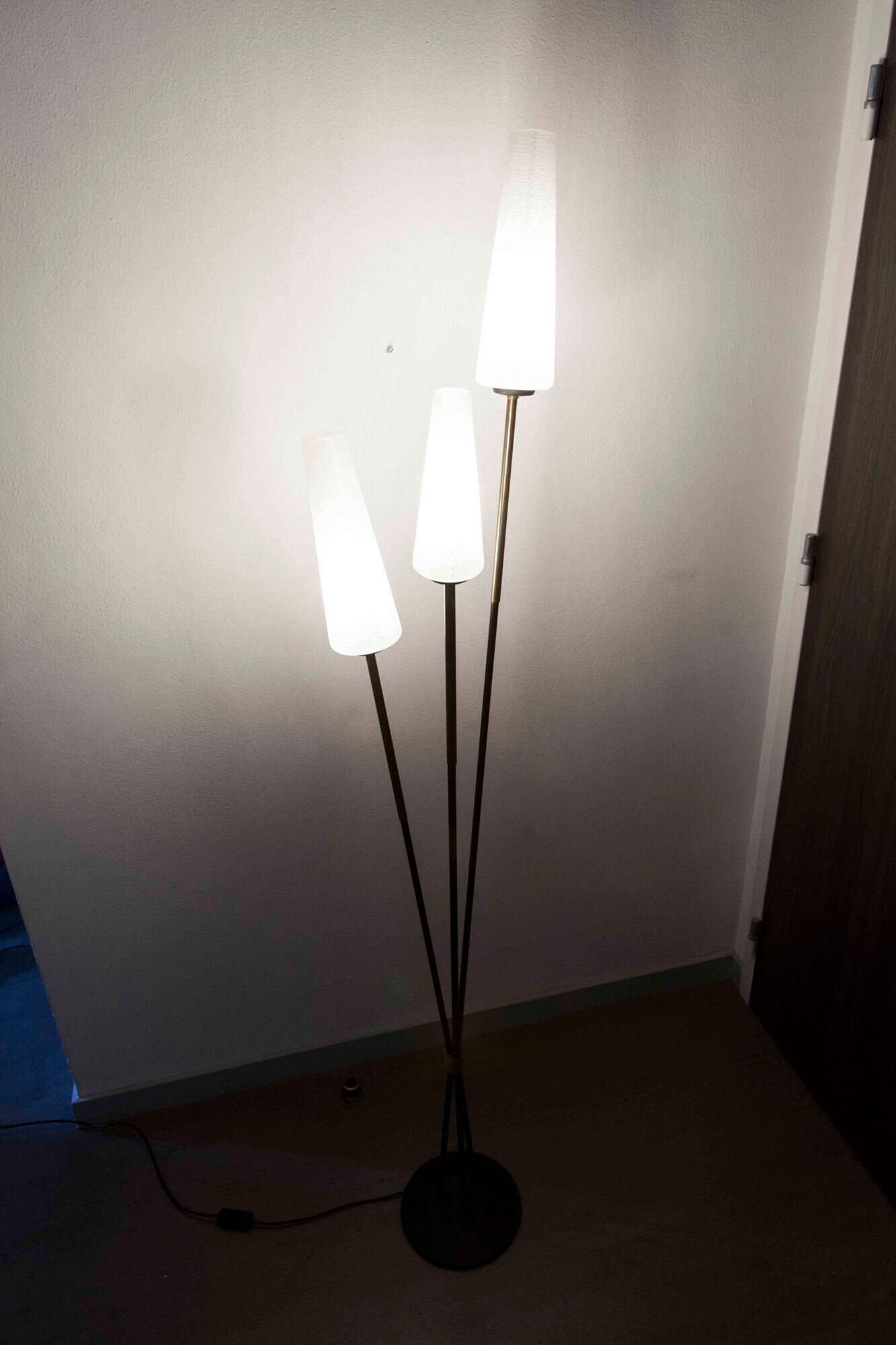 1960 brass cast iron and glass lamppost 3 heads