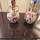 Set of 2 vases with Gien peonies handles