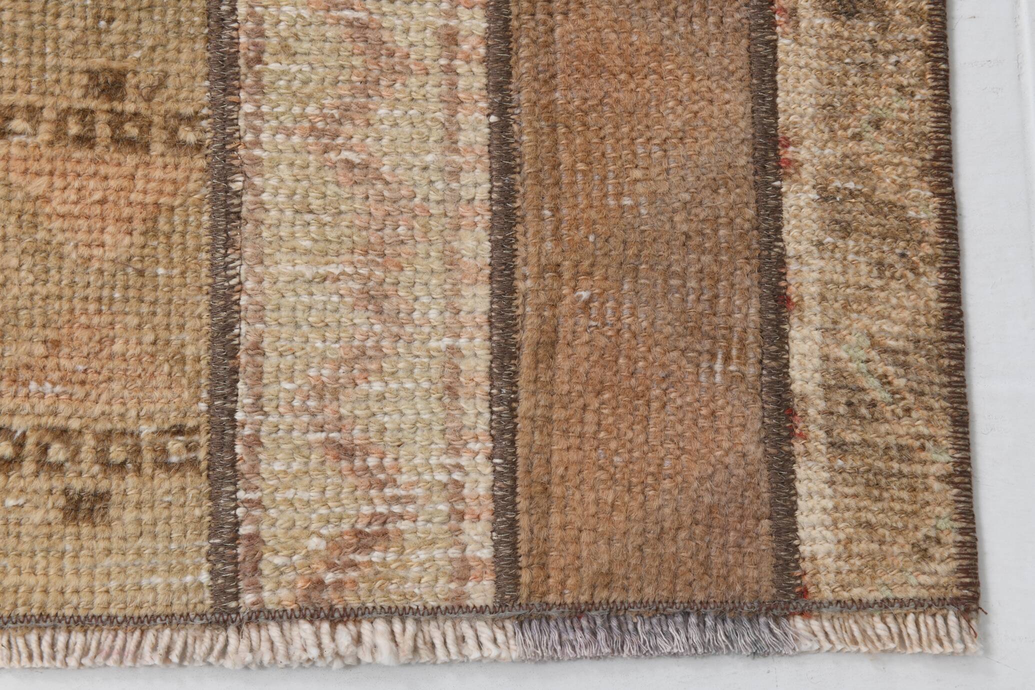 2x9 Soft Pastel Brown & Beige Turkish Runner Rug, 61x266Cm SK 21389