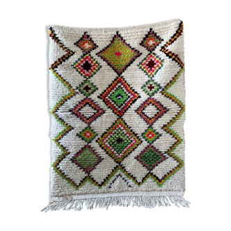 Tapis azilal petit blanc fluo losange 100x140cm