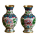 Two small vintage cloisonné enamel vases with Asian floral decoration.