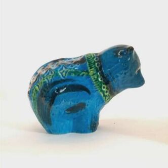 Statue de chat vintage, Aldo Londi pour Bitossi, série Rimini bleu