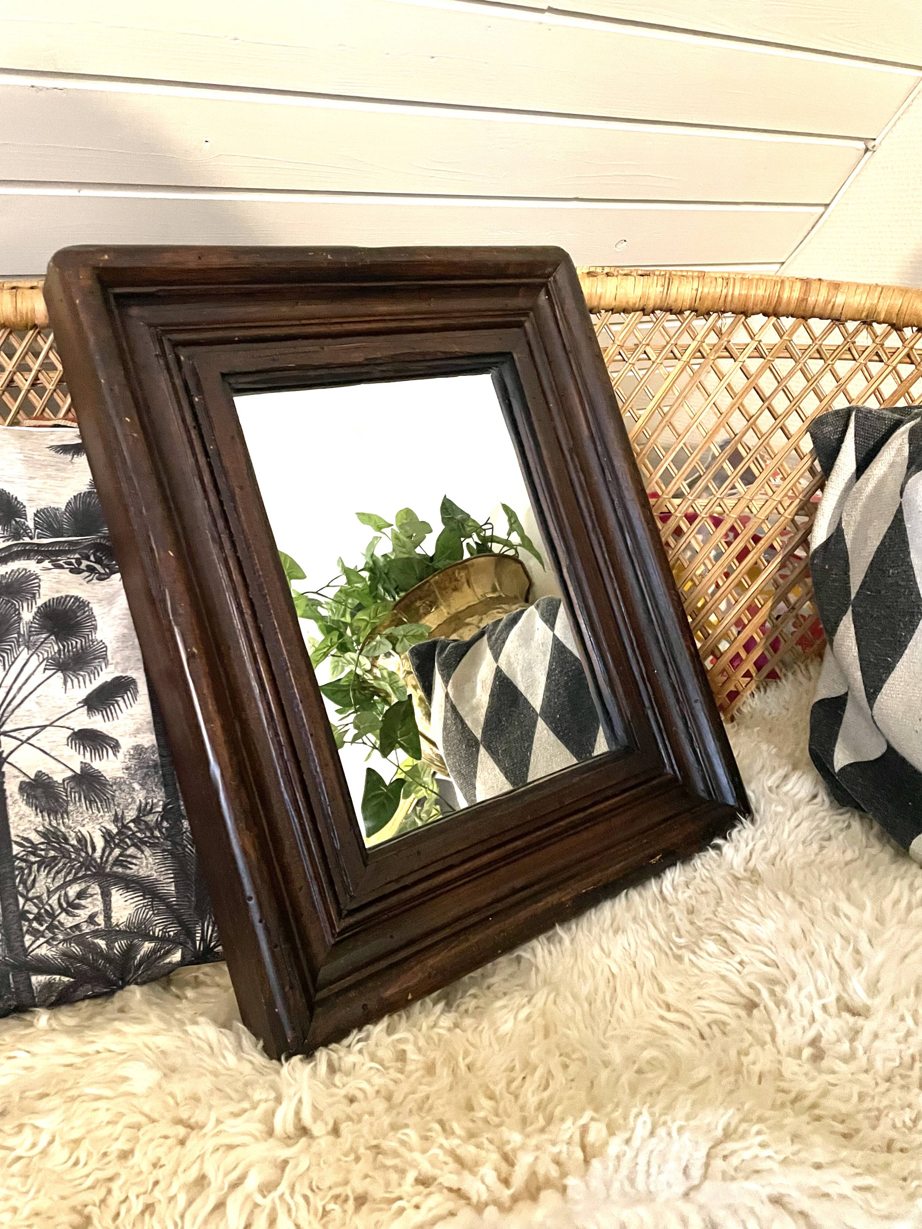 Miroir ancien en bois massif style Huguenot
