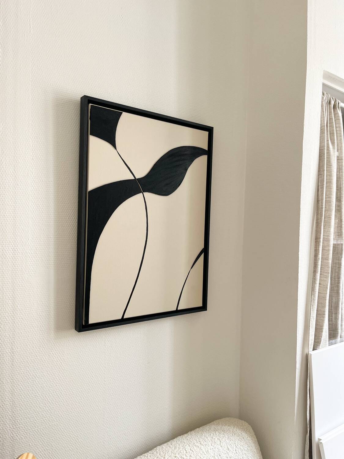 Black and beige relief painting