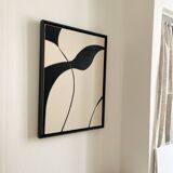 Black and beige relief painting