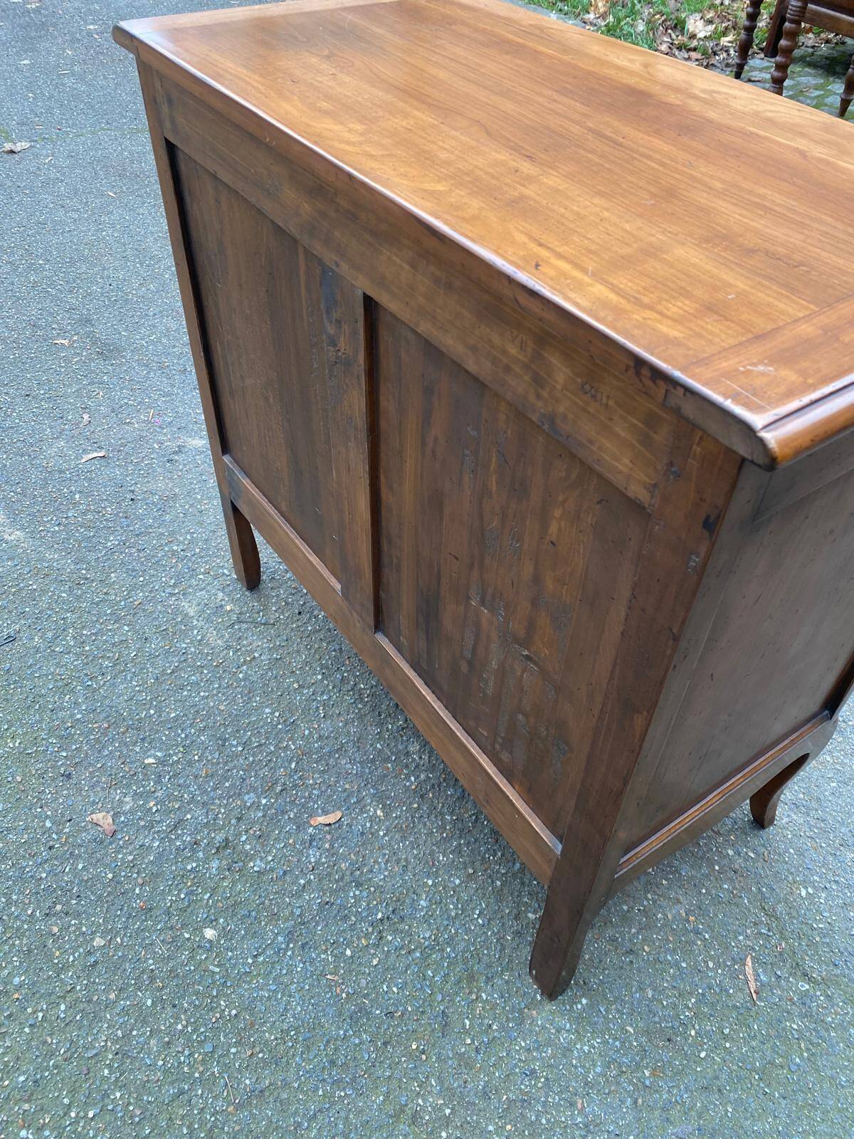 Vintage solid oak Louis XV commode from the 19th century.