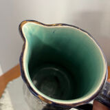 Blue earthenware pitcher