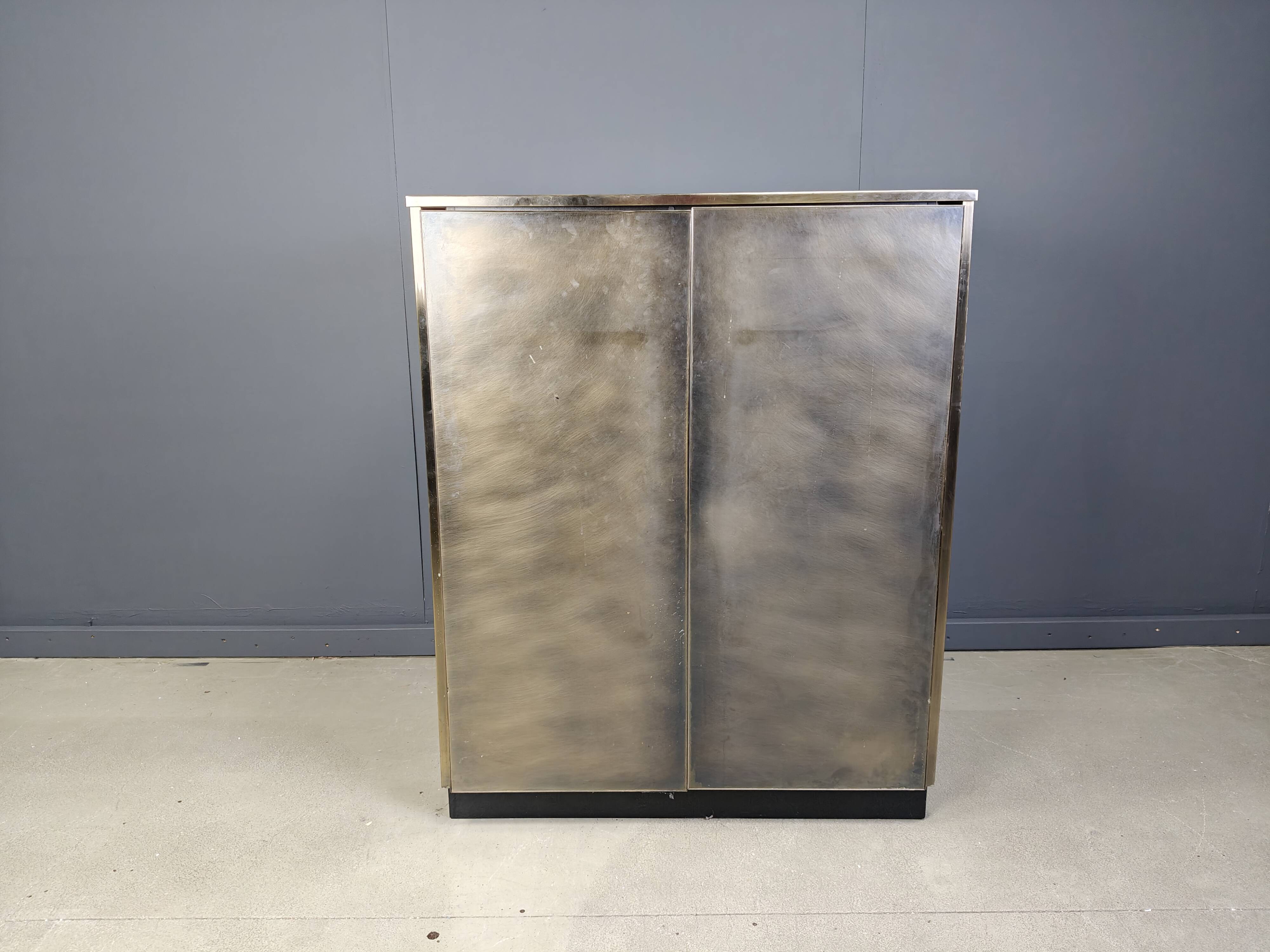 Vintage brass bar cabinet by belgochrom, 1980s
