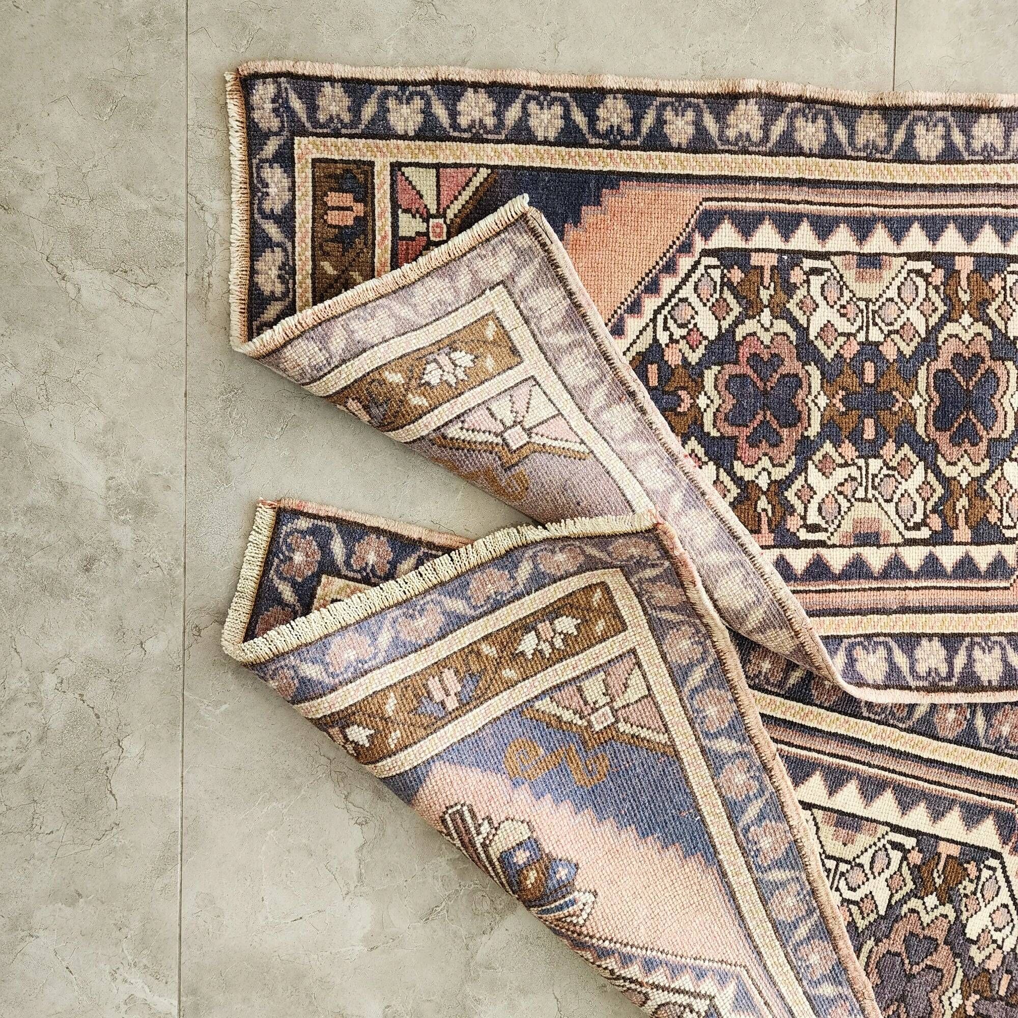 Set of 2 vintage handmade Turkish rugs 54x105 cm