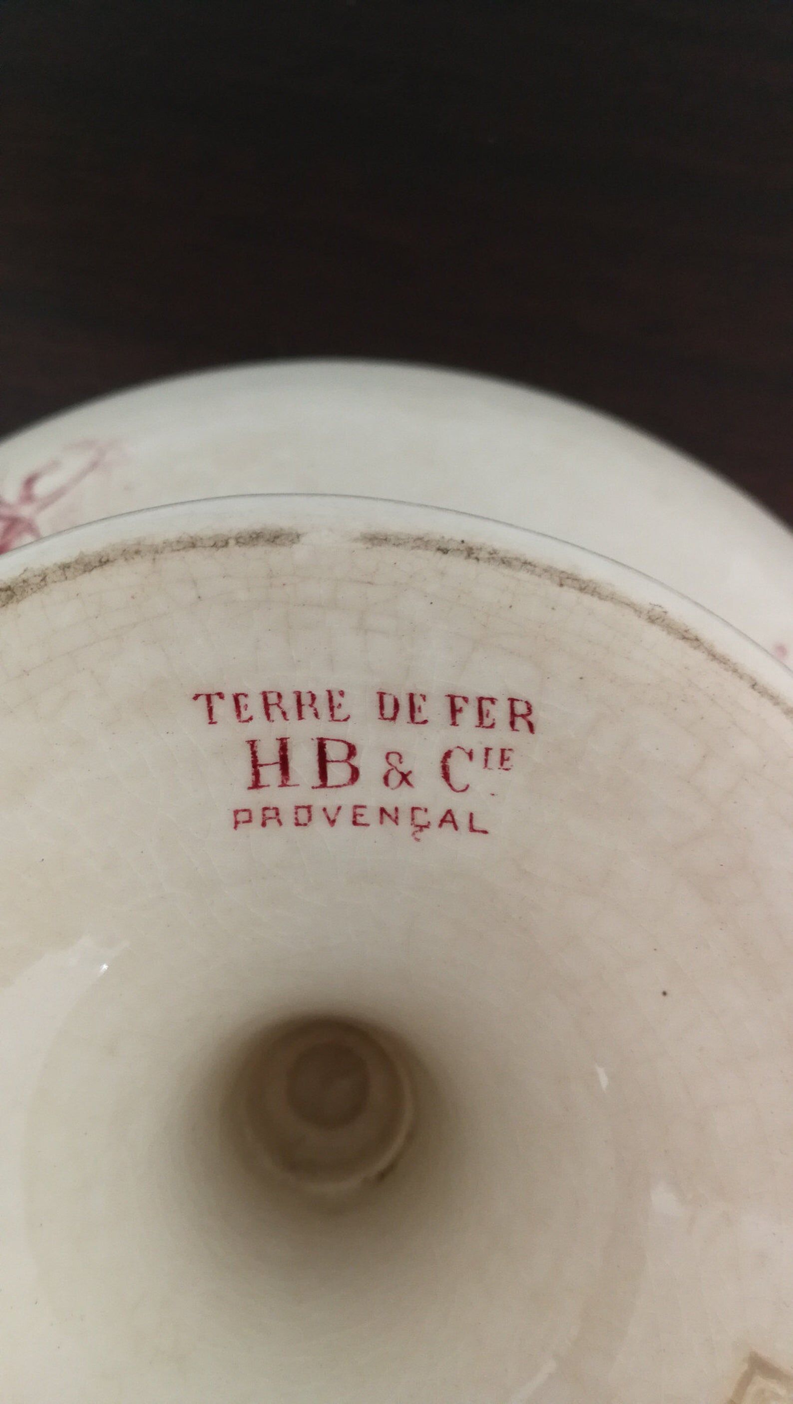 HB Compotier - Provençal Co. Terre de Fer Rouge Flowers Vintage Cake Dish