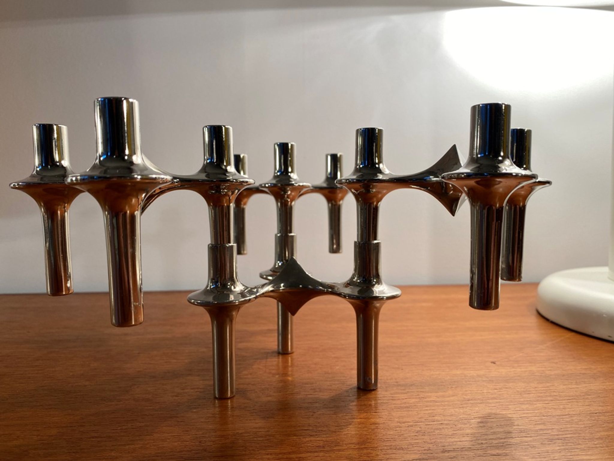 Set of 4 modular candle holders variant Nagel BMF vintage 1970