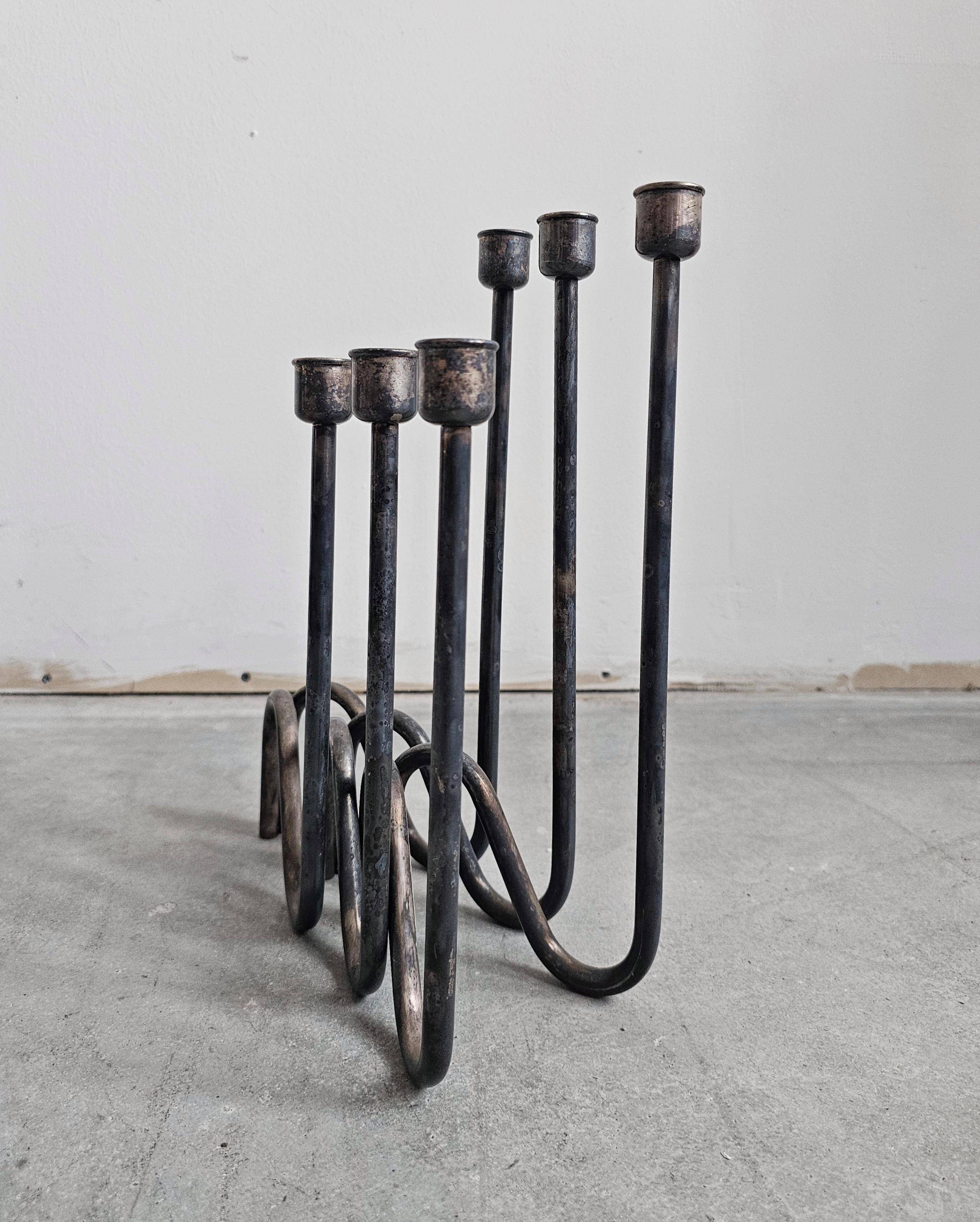 Set of 3 modern mid-century candle holders by Lino Sabattini
