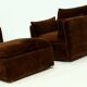 Rare 1970s brown velvet multifunctional modular sofa