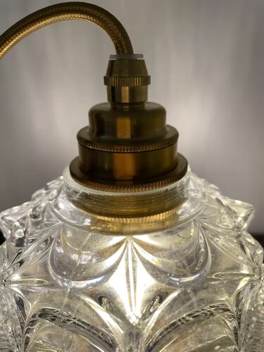 Lampe baladeuse vintage en verre ciselé électrifiée à neuf