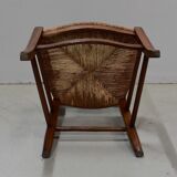 Chaise à langer paillée en merisier, époque directoire - 1ère partie du xixe
