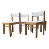 Set of 4 restored vintage chairs / White bouclette