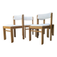 Série de 4 chaises vintages restaurées/ Bouclette blanc