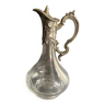 Ewer – Blown and cut glass – Silver metal