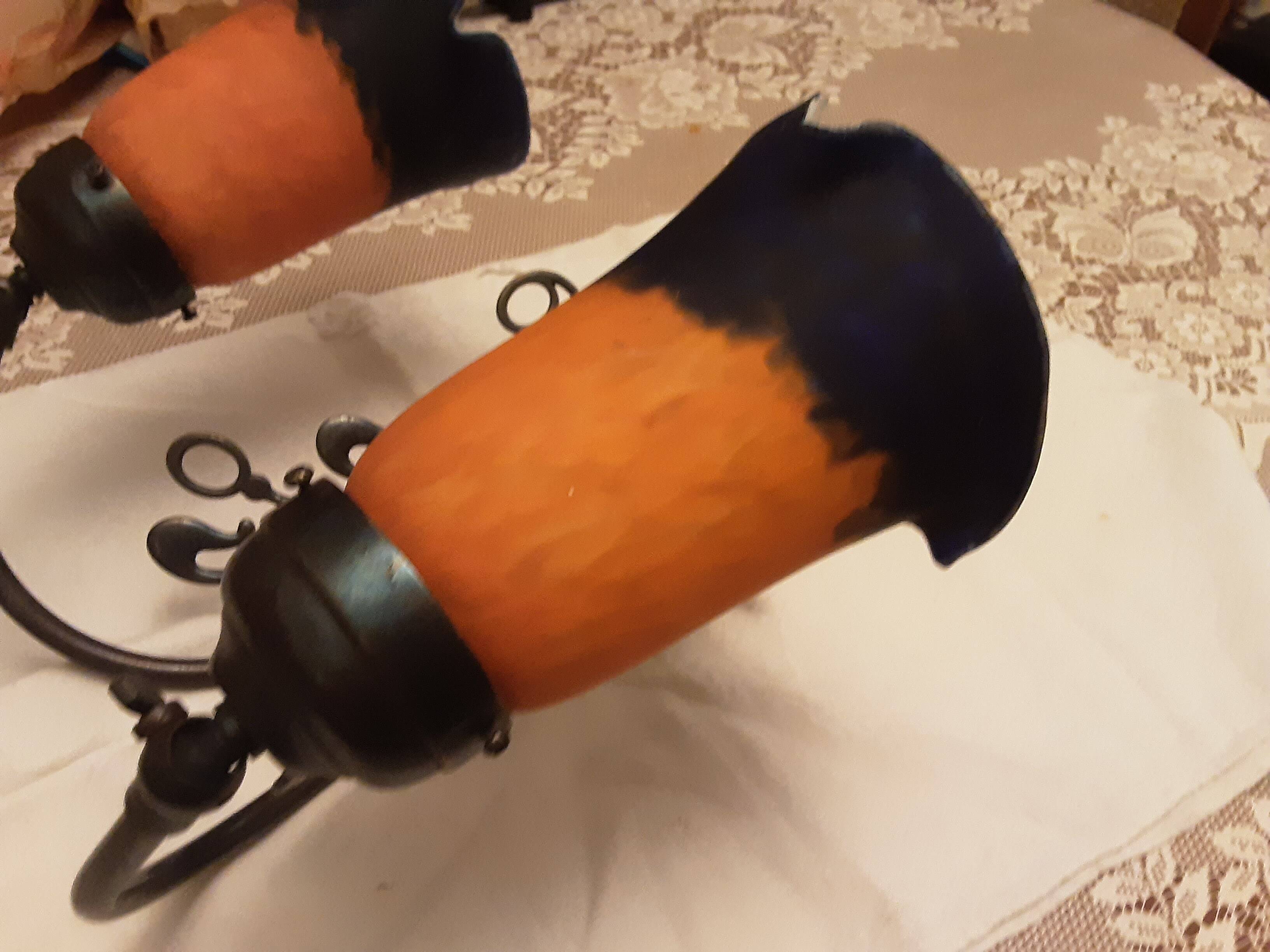 Wall lamp 2 tulips glass pate