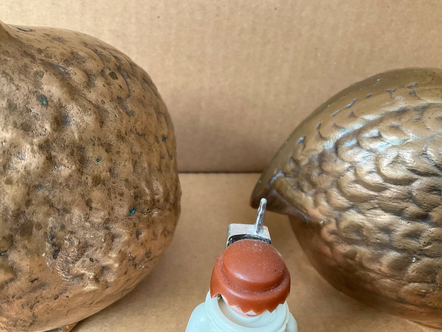 Pair of Art Deco copper quails