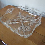 Large dish has a thick glass compartment deco lacased