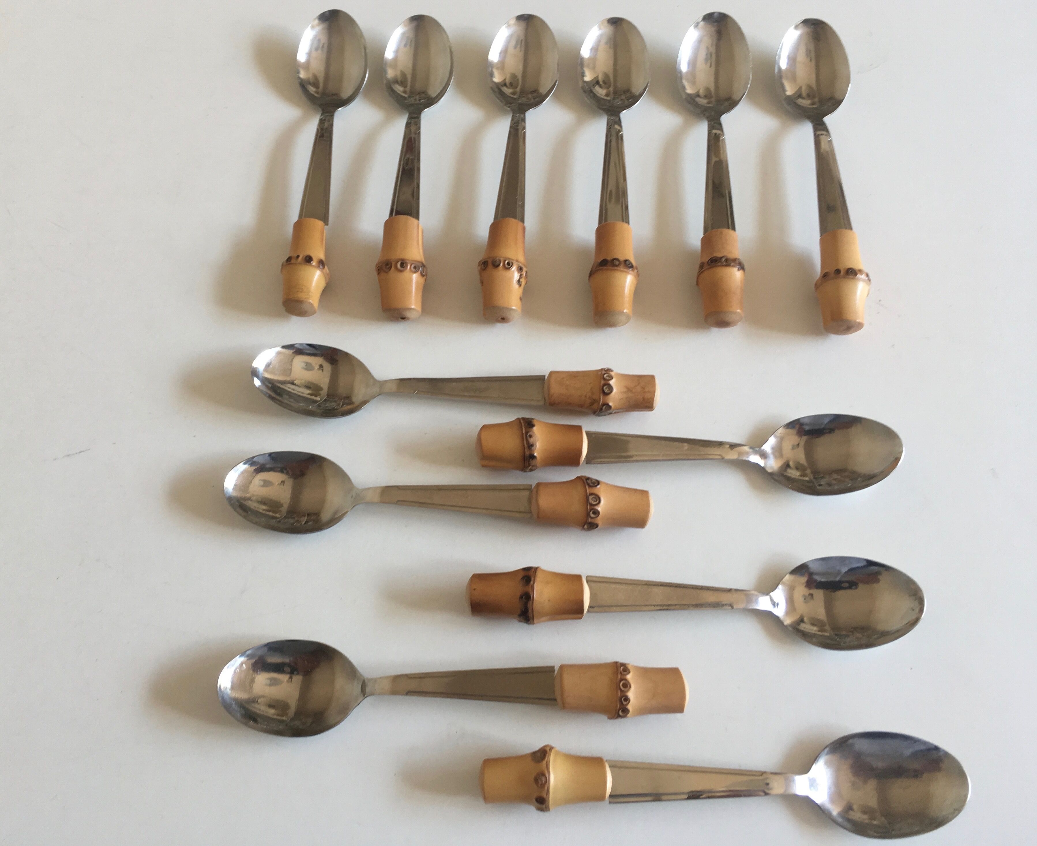 Set of 6 teaspoons bamboo 1960 mid century riviera