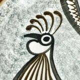 Vintage wall plate in West German pottery with rooster design, 1970s.