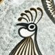 Vintage wall plate in West German pottery with rooster design, 1970s.
