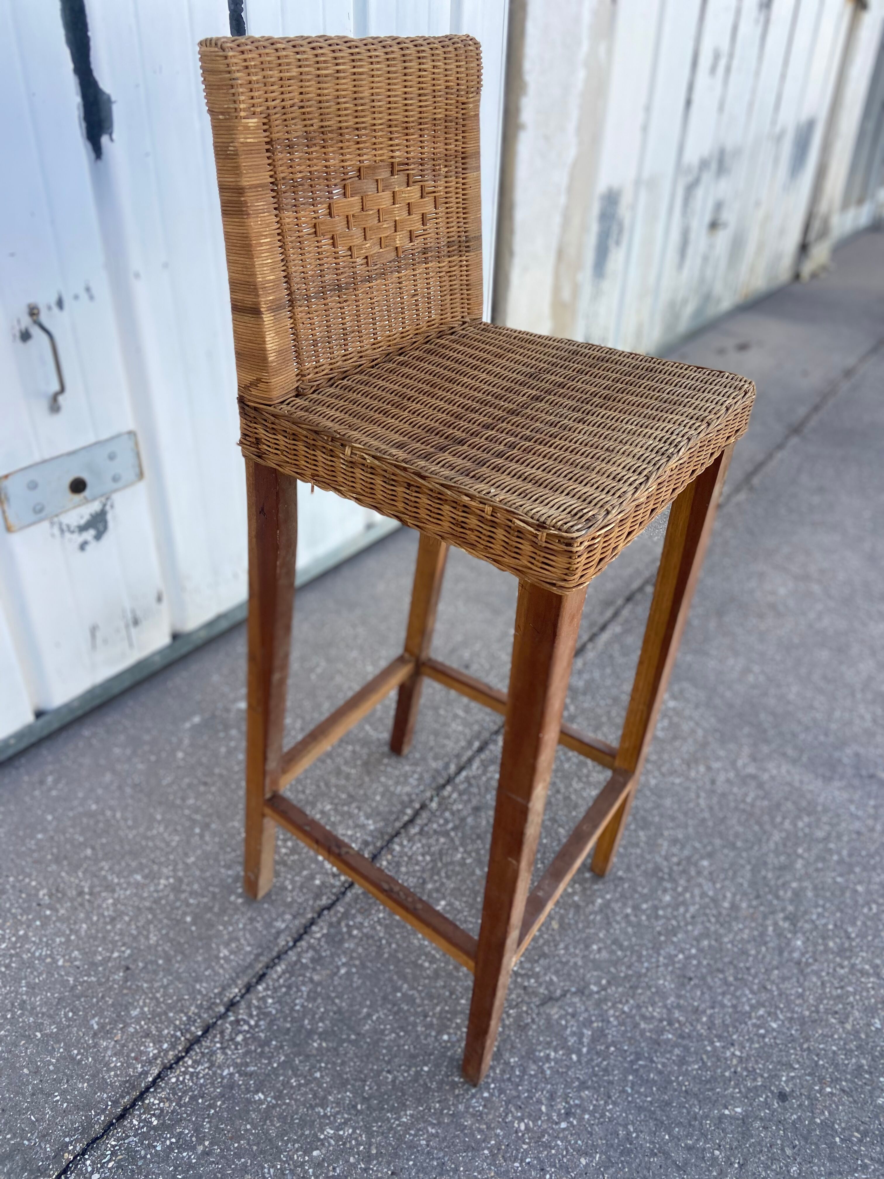 Vintage wicker top stool