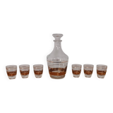 Complete Arques crystal liqueur service, carafe and glasses