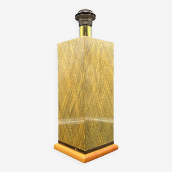 Lamp base in varnished marquetry and gilded brass Jean Claude Mahey