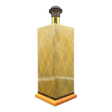 Lamp base in varnished marquetry and gilded brass Jean Claude Mahey