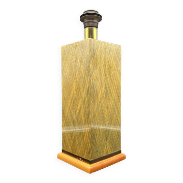 Lamp base in varnished marquetry and gilded brass Jean Claude Mahey