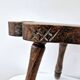 Rare Old Tripod Milking Stool Carved Solid Wood Popular Art