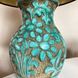 Italian glazed ceramic lamp 1960 mid century Bitossi turquoise